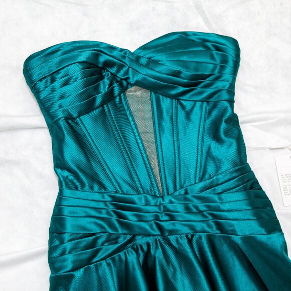 Stacee's Dark Green A-line Sweetheart Short/Mini Silk like Satin Homecoming Prom - Picture 4 of 10